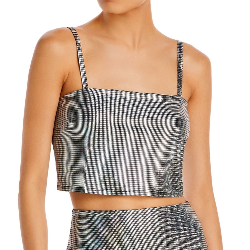 Womens FORE Disco Cropped Sleeveless Tank Top Silver B4HP